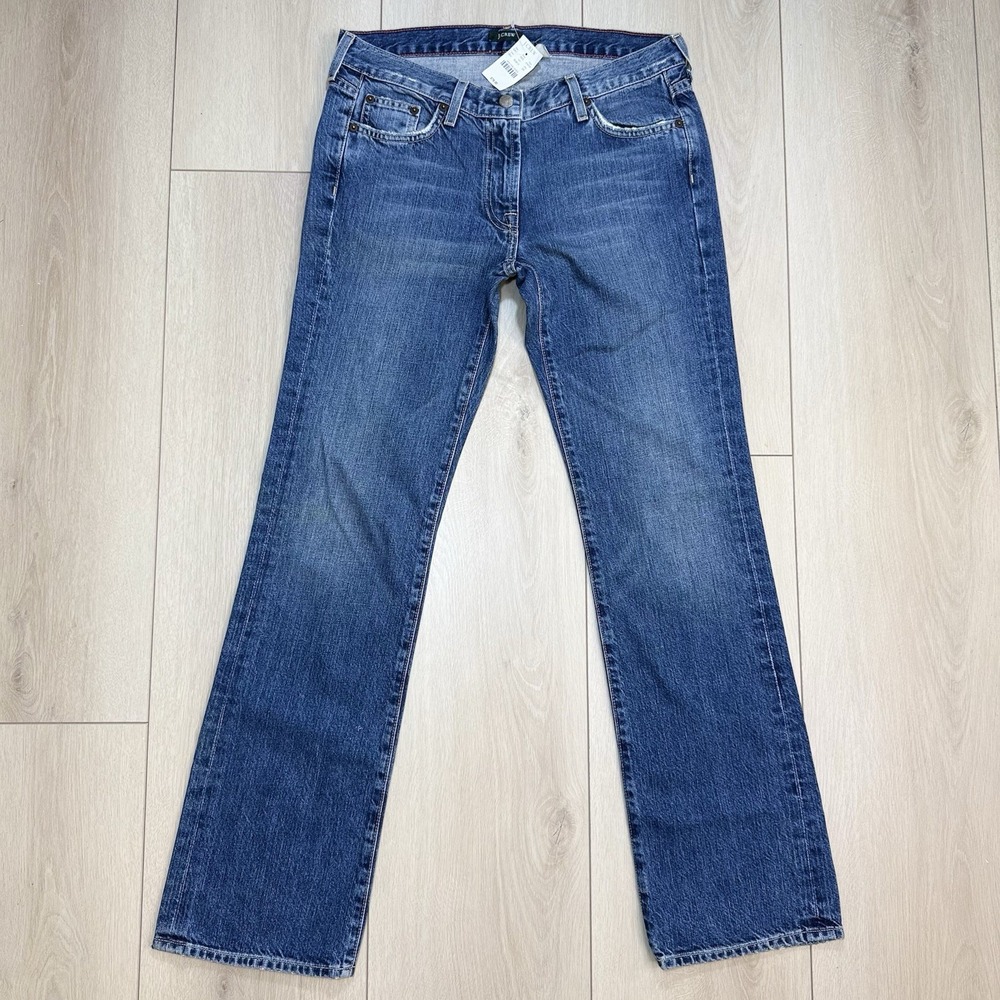 J.Crew Womens 25 Blue Hip Slung Bootcut Flare Jeans NWT USA Cotton‎ Y2K Vintage